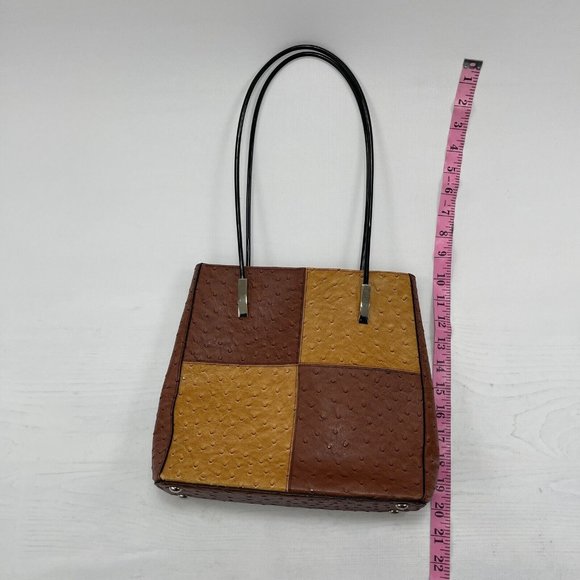 Paul & Shark Yachting Ostrich Leather Hand Bag Shoulder Bag Brown Tan - Picture 9 of 9